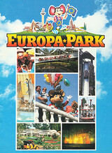 Cover vom Europa-Park Parkführer 1987 mit Ed Euromaus, Schweizer Bobbahn, Delfin-Show und Tiroler Wildwasserbahn.