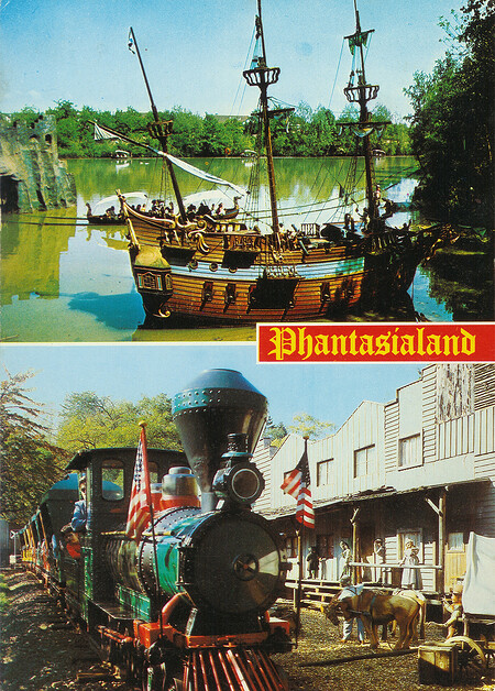 Phantasialand Ansichtskarte P7a Piratenschiff "II Leone" und Westernexpress
